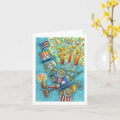 4 JULI FIREWORKS ROBOT, STEAMPUNK HUMOR leeg Kaart (Gele Bloem)