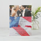 4 juli Flag Foto Wedding Invitation Kaart (Staand voorkant)