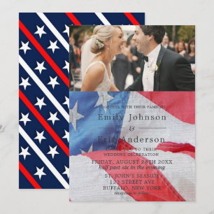 4 juli Flag Foto Wedding Invitation Kaart