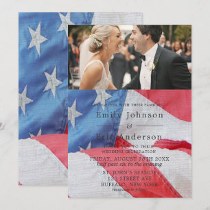 4 juli Flag Foto Wedding Invitation Kaart