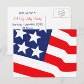 4 juli Flag Invitation Briefkaart (Voorkant / Achterkant)