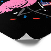 4 juli Flamingo Amerikaanse vlag vogel patriottisc Poster (Hoek)