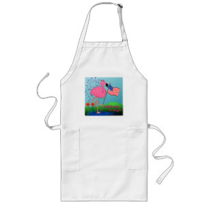 4 juli Flamingo BBQ Apron Lang Schort