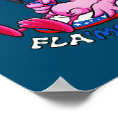 4 juli Flamingo Flamerica Patriotic American Poster (Hoek)