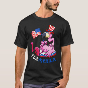 4 juli Flamingo Flamerica Patriotic American T-shirt