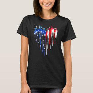 4 juli Flamingo Heart American Flag Independe T-shirt