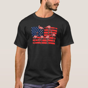 4 juli Flamingo Patriotic American USA Vlag P T-shirt