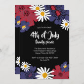 4 juli Floral Family picknick uitnodiging (Voorkant / Achterkant)