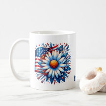 4 juli Floral gepersonaliseerde koffie Mok