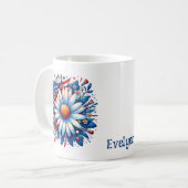 4 juli Floral gepersonaliseerde koffie Mok (Voorkant links)