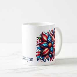 4 juli Floral gepersonaliseerde koffie Mok