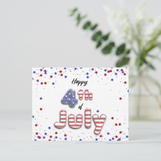 4 juli Folie Ballonnen Sterren Strepen - Briefkaar Briefkaart (Staand voorkant)