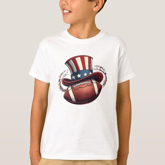 4 juli Football Patriottische Speler Mannen Boys K T-shirt (Voorkant)