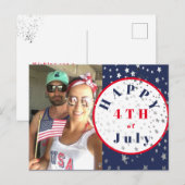 4 juli Foto Red White Blue Stars Briefkaart (Voorkant / Achterkant)