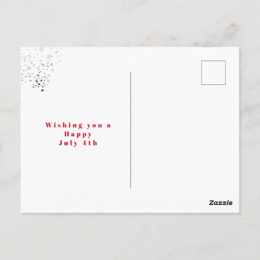4 juli Foto Red White Blue Stars Briefkaart (Achterkant)