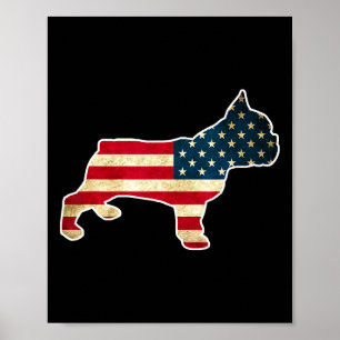 4 juli Franse Bulldog Hond Amerikaanse Vlag  Poster