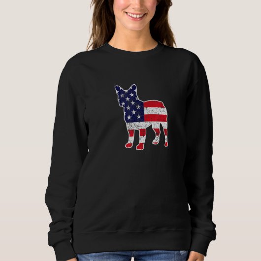 4 juli Franse bulledog Graphic patriotic Ameri Trui (Voorkant)