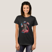 4 juli Funny Cat Flamingo Amerikaanse vlag T-shirt (Voorkant volledig)