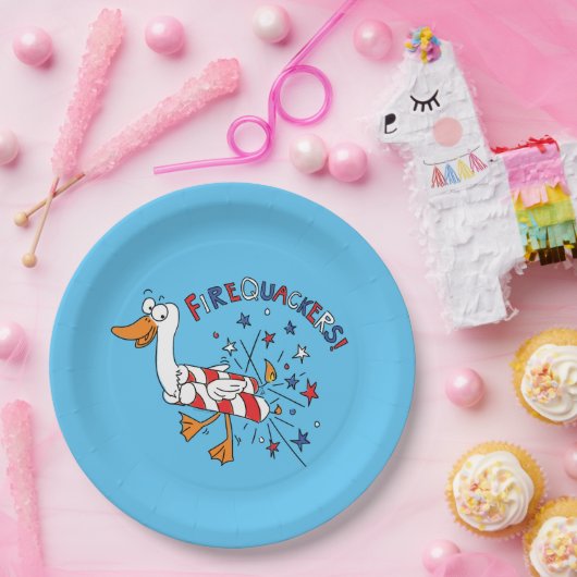 4 juli Funny Duck Kinder Papieren Bordje (Feest)