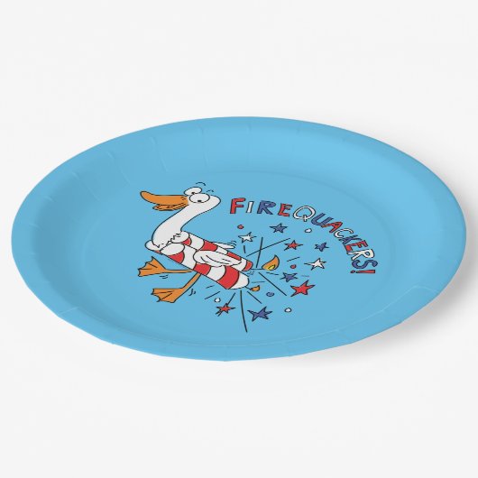 4 juli Funny Duck Kinder Papieren Bordje (Gekanteld)