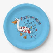 4 juli Funny Duck Kinder Papieren Bordje (Voorkant)