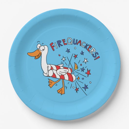 4 juli Funny Duck Kinder Papieren Bordje (Voorkant)