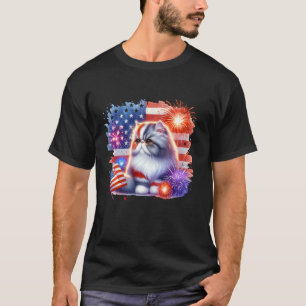 4 juli Funny Meowica Persian Cat Lover Eigenaar T-shirt