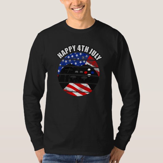 4 juli Gamer American Flag T-shirt (Voorkant)