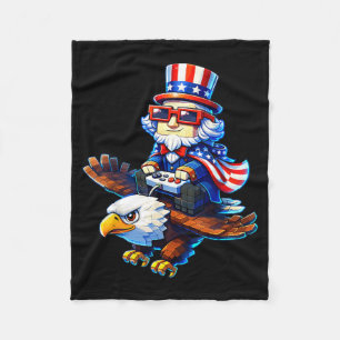 4 juli-gamer-patriottische oom Sam-retro-pixel Fleece Deken