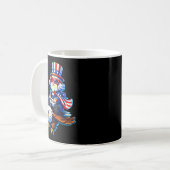 4 juli-gamer-patriottische oom Sam-retro-pixel Koffiemok (Voorkant links)