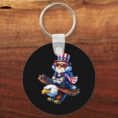 4 juli-gamer-patriottische oom Sam-retro-pixel Sleutelhanger (Voorkant)