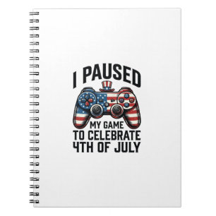 4 juli gamer patriottische videogame T-shirt_1 Notitieboek