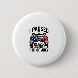 4 juli gamer patriottische videogame T-shirt_1 Ronde Button 5,7 Cm