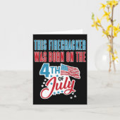 4 juli geboortedag firecracker geboren op 4 juli kaart (Gele Bloem)