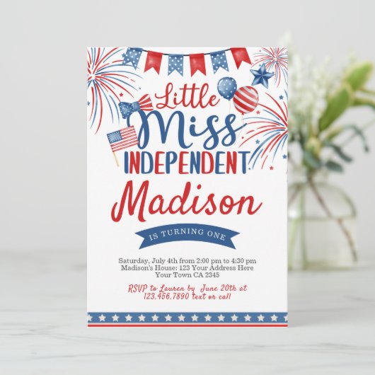 4 juli geboortedag kaart (Staand voorkant)