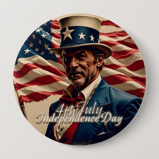 4 juli – Geest van Onafhankelijkheid Ronde Button 4,0 Cm (Voorkant)