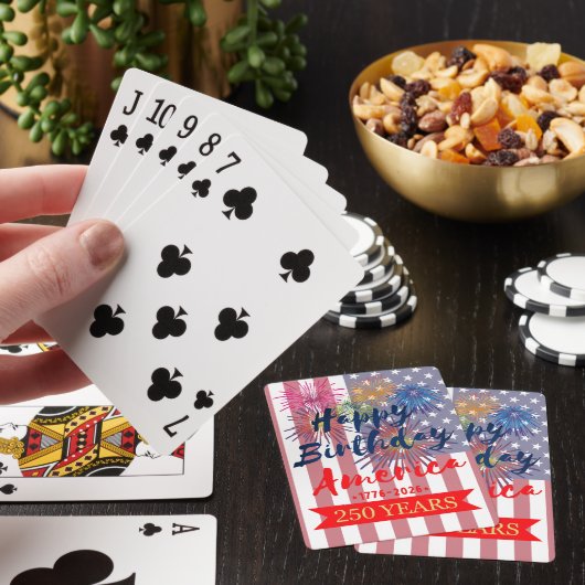 4 juli Gefeliciteerd Amerika Verjaardag USA 250ste Pokerkaarten (Insitu)