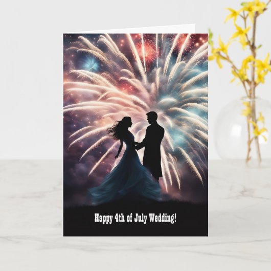 4 juli Gefeliciteerd Bruiloft Kaart (Gele Bloem)