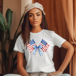 4 juli gekruiste vlaggen Onafhankelijkheidsdag T-shirt