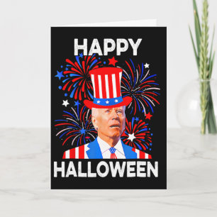 4 juli Gelukkig Halloween Grappige Biden Verward Kaart
