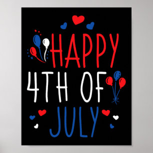 4 juli Gelukkige 4 juli Amerikaanse vlag Poster