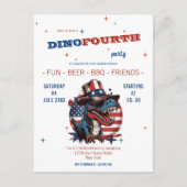 4 juli gelukkige dinosaurus met hoed en bril briefkaart (Voorkant)