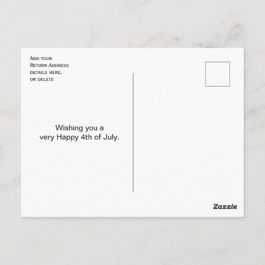 4 juli Gelukkige Onafhankelijkheidsdag God Bless U Briefkaart (Achterkant)