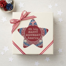 4 juli Gelukkige Verjaardag Amerika Patriottische Ster Sticker