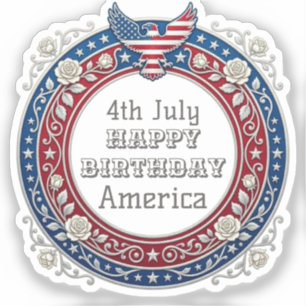 4 juli Gelukkige Verjaardag Amerika Patriottische Sticker