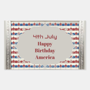 4 juli Gelukkige Verjaardag Amerika Sterren en Str Rechthoekige Sticker