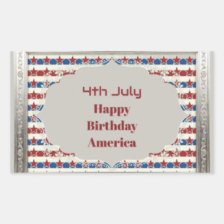 4 juli Gelukkige Verjaardag Amerika Sterren en Str Rechthoekige Sticker