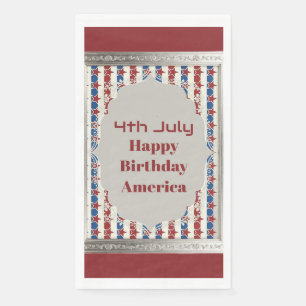 4 juli Gelukkige Verjaardag Amerika Sterren En Str Servet