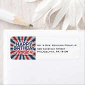 4 juli Gelukkige Verjaardag Amerika Terugkeeradres Etiket (Insitu)