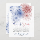 4 juli Gender Reveal Dank je kaart. (Voorkant / Achterkant)